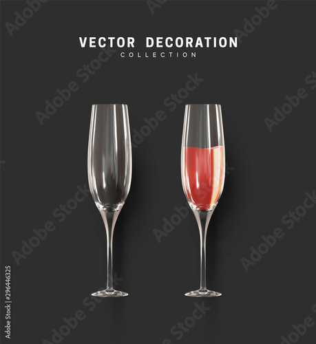 Two glasses with wine and champagne