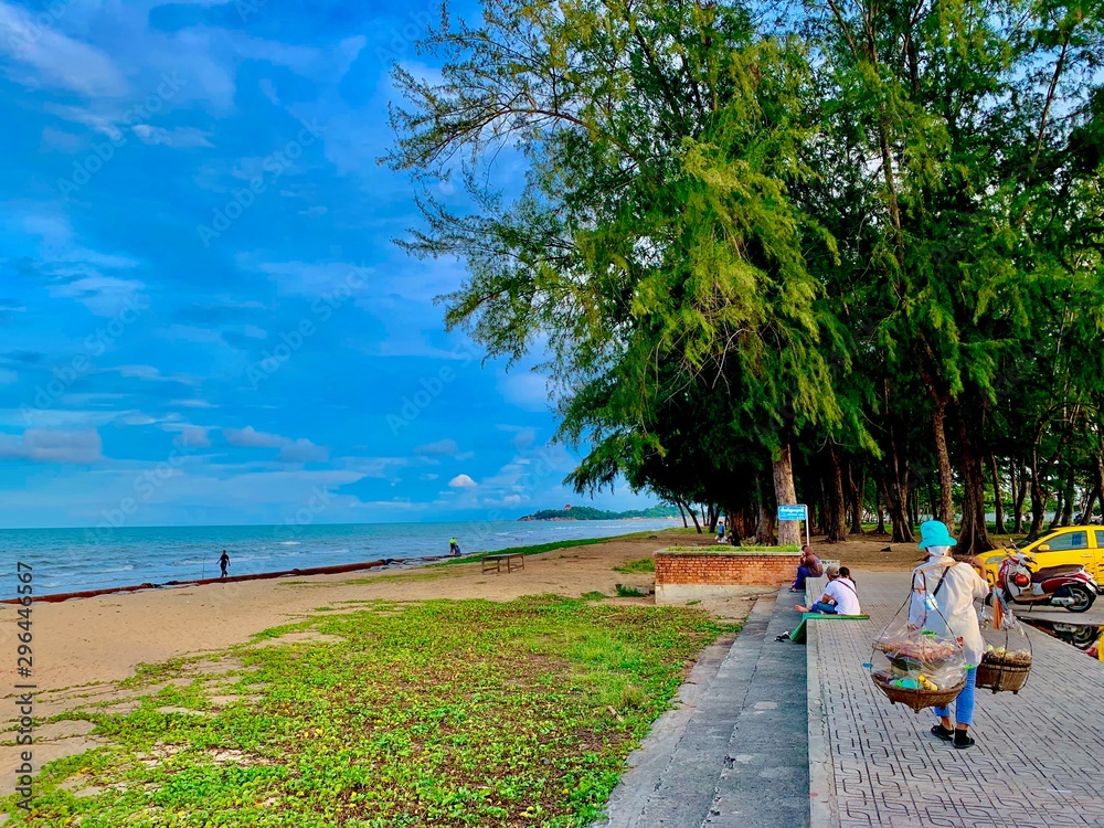 Naklejka premium beach with palm trees