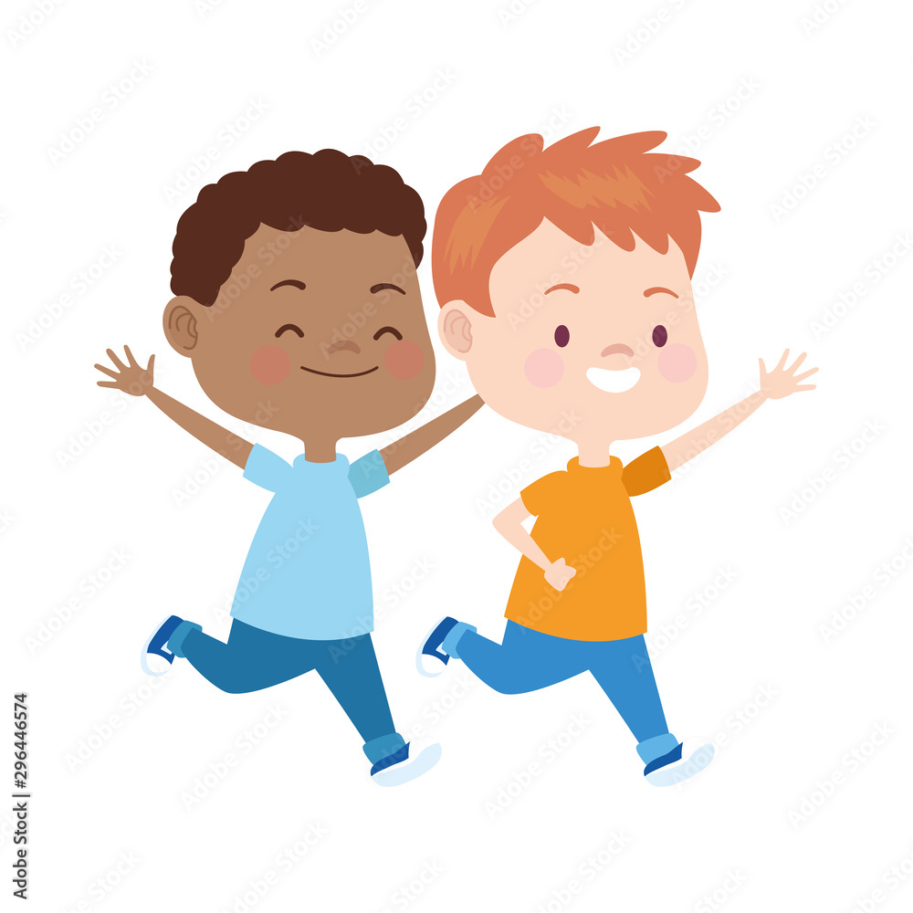 cartoon kids running icon, colorful flat design cartoon kids running icon, colorful flat design