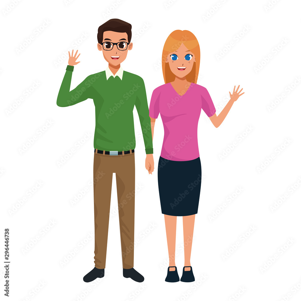 cartoon adult couple standing icon, flat design cartoon adult couple standing icon, flat design