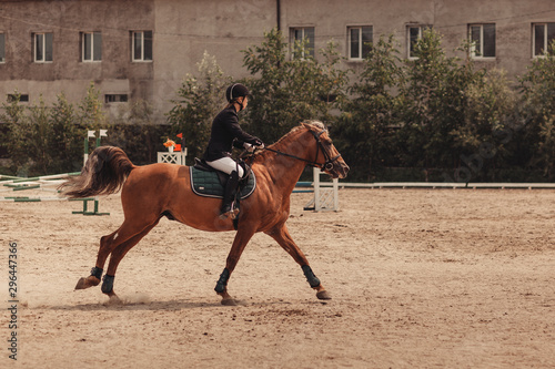 Equestrian competitions. Horseman riding a horse. Horseback Riding