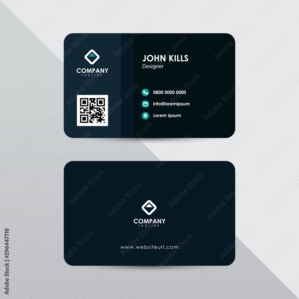 Clean green tosca business card template. Modern flat design name card concept. Clean green tosca business card template. Modern flat design name card concept.