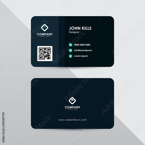 Clean green tosca business card template. Modern flat design name card concept.