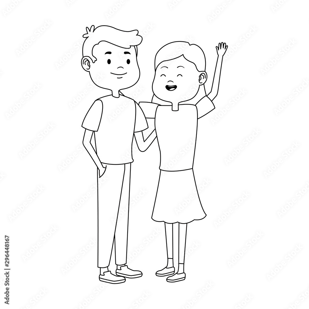 cartoon teen man and woman icon, flat design cartoon teen man and woman icon, flat design