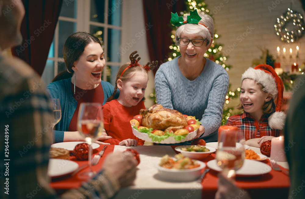 family celebrating Christmas