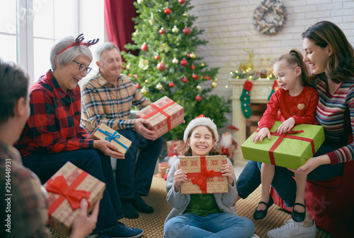 family celebrating Christmas