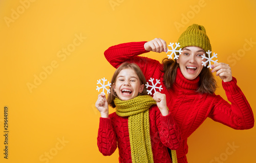 Winter portrait of happy family
