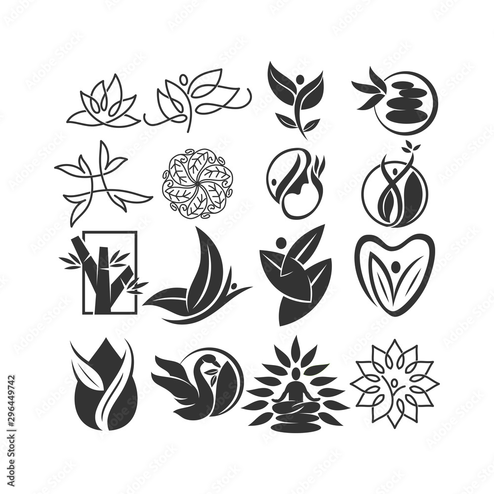 Nature spa logo Collection Design Icon vector Template set