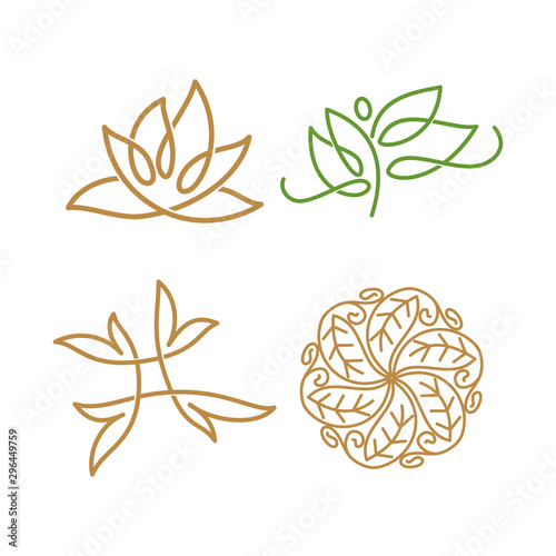 Nature spa logo Abstract Leaf Design Icon vector Template set