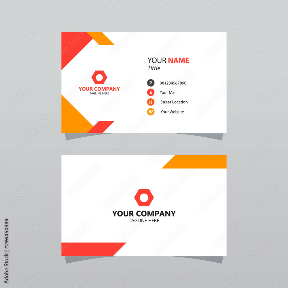 Modern orange bussines card template. Elegant element composition design with clean concept.
