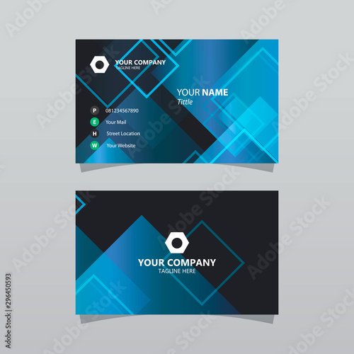 Modern blue business card template. Elegant element composition design with clean concept.