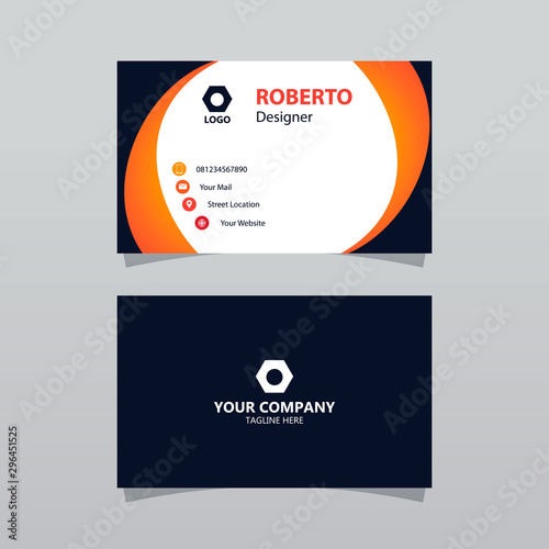 Modern orange bussines card template. Elegant element composition design with clean concept.