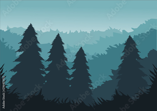 pine forest panorama for background and illustartion image