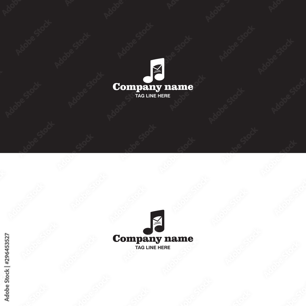 music mail logo on black and white background