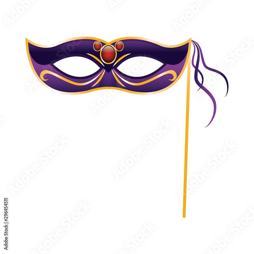 purple Mardi gras mask icon, flat design