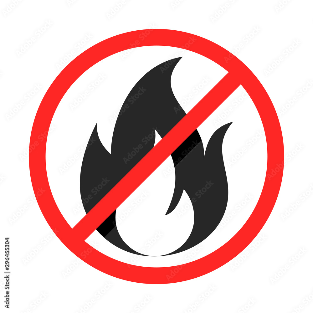 No fire sign. Flat style illustration. Isolated on white background. No fire sign. Flat style illustration. Isolated on white background.