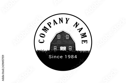 farm house, vintage barn logo on circle badge