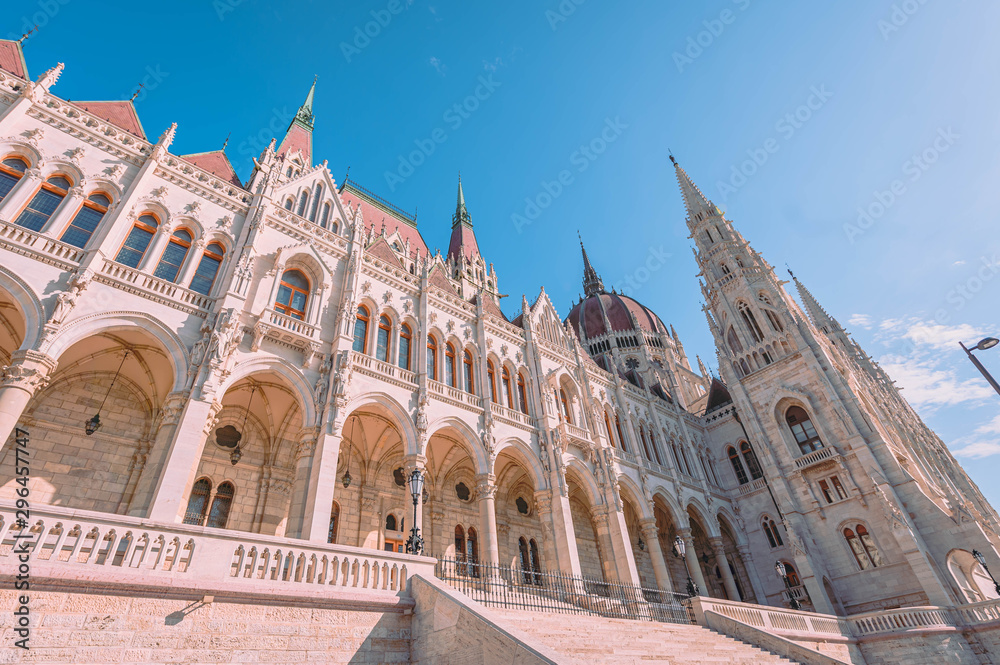 Budapest Parliament in Hungary at daytime. The most beautiful buildings in the Hungarian capital