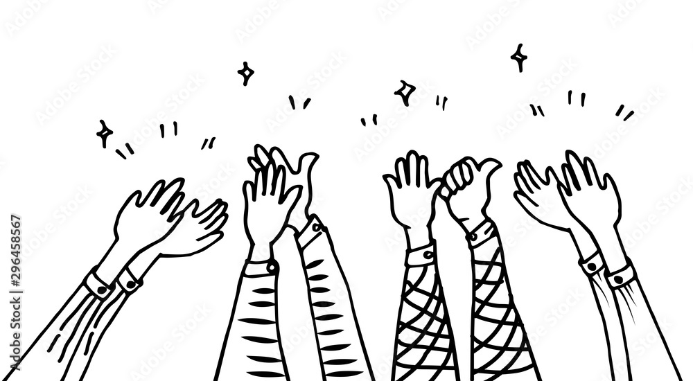 hand drawn of hands clapping ovation. applause, thumbs up gesture on doodle style , vector illustration hand drawn of hands clapping ovation. applause, thumbs up gesture on doodle style , vector illustration