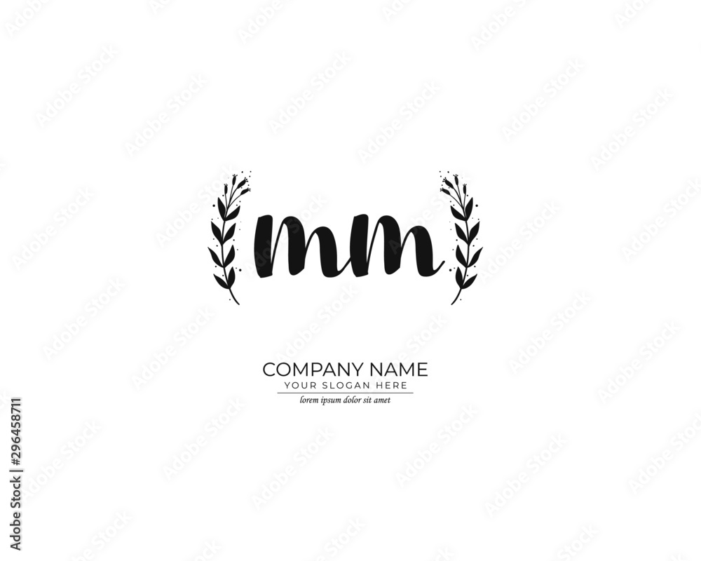 M MM Initial handwriting logo design. Beautyful design handwritten logo for fashion, team, wedding, luxury logo.