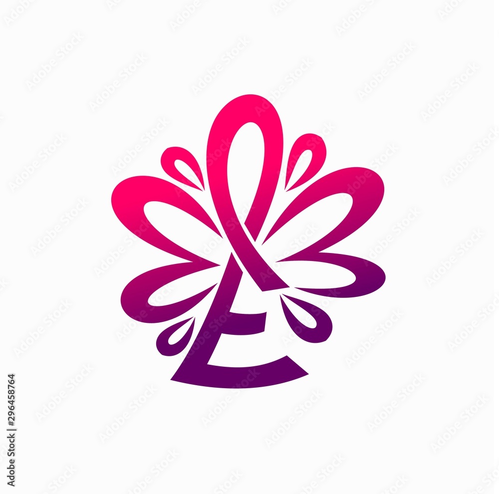 Flower logo that formed letter E Flower logo that formed letter E