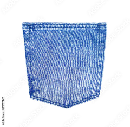 blue jeans back pocket texture isolated on white background with clipping path photo