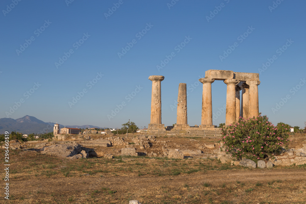 View of ancient Corinth in Greece during the summer