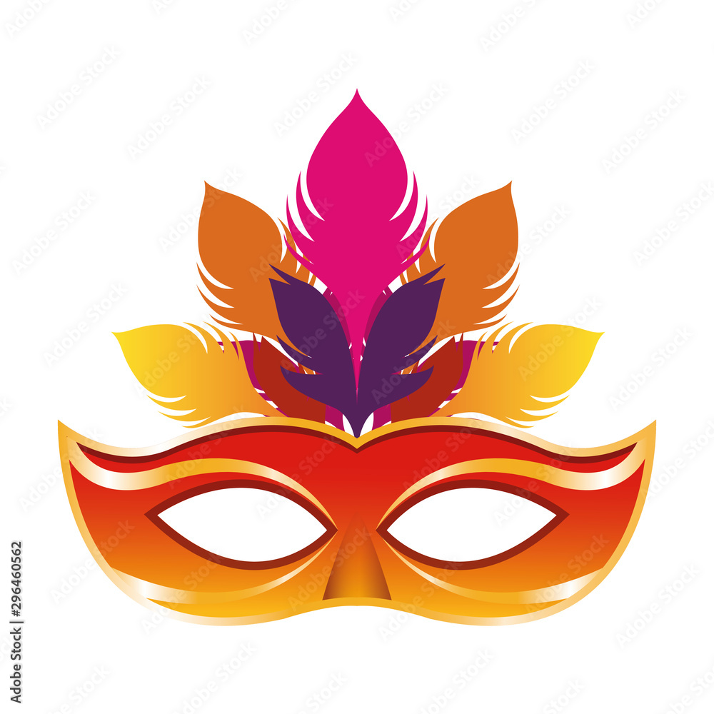 colorful carnival mask with feathers icon