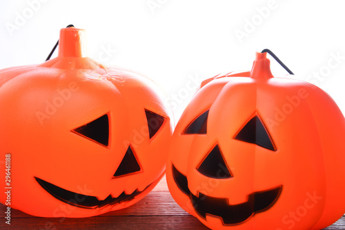 Halloween Two Pumpkins isolated on white background, Halloween background