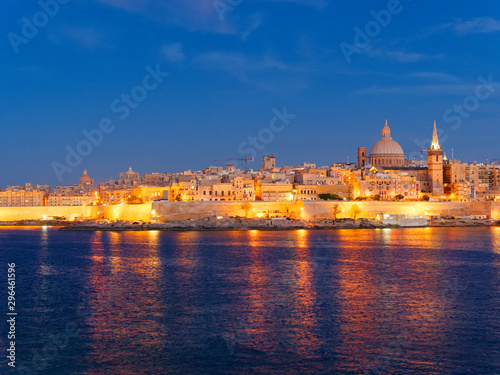 Beautiful panorama of Valletta by night. Malta. © Karol