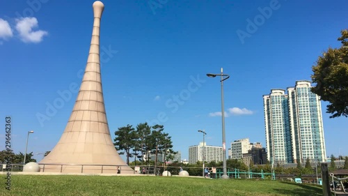 Cityscape of Bucheon seen from the Hosu Park in Bucheon, Gyeonggi-do, South Korea photo