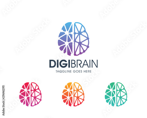 Creative Digital Brain Logo Design Template