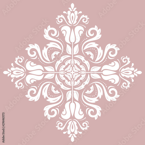 Elegant vintage white ornament in classic style. Abstract traditional pattern with oriental elements. Classic vintage pattern
