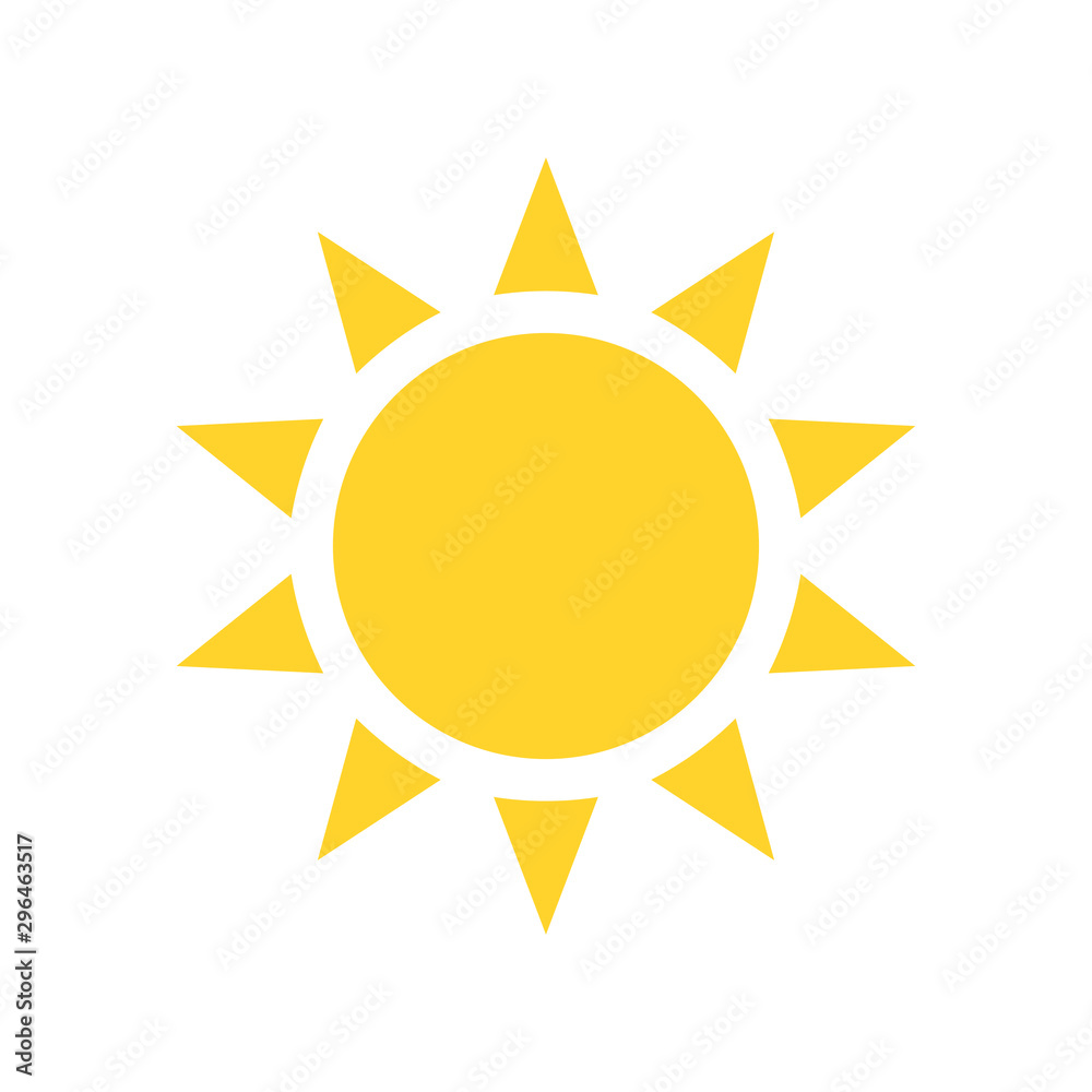 Sun yellow logo vector on white background. Sun design for weather, summer, spring. Sun yellow logo vector on white background. Sun design for weather, summer, spring.
