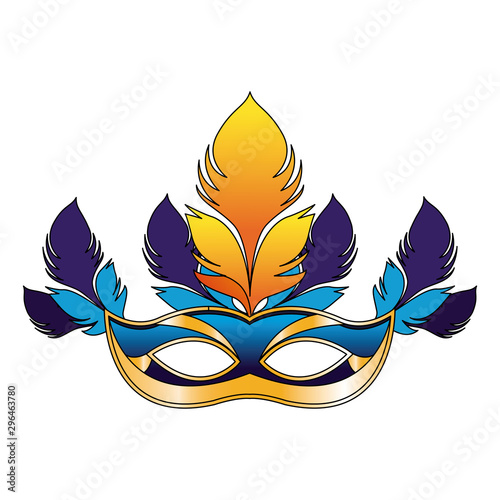 carnival mask with feathers icon, colorful design