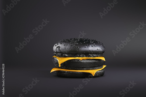 Photography Total Painted in black burger with melting cheese