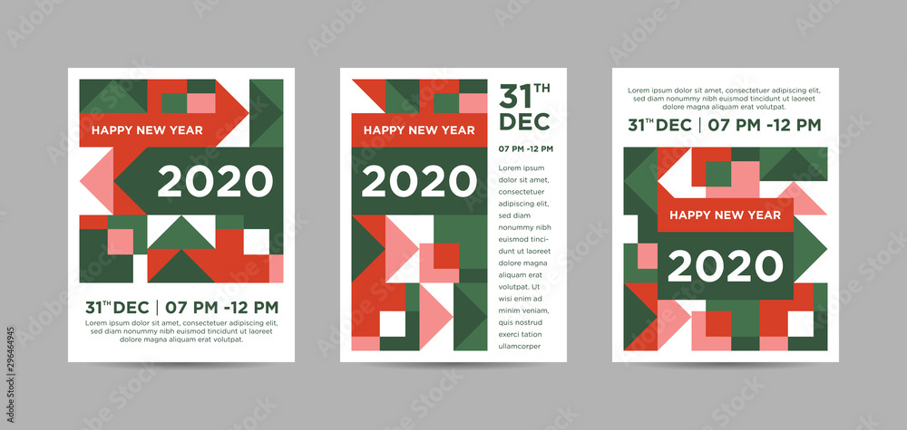 Happy New Year 2020 Colorful Abstract Triptych Poster Design Happy New Year 2020 Colorful Abstract Triptych Poster Design