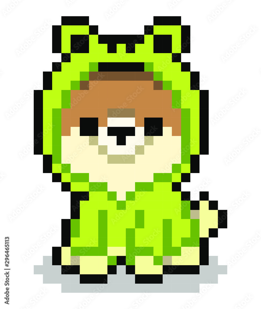 Fototapeta premium Dog pixel art on white background.