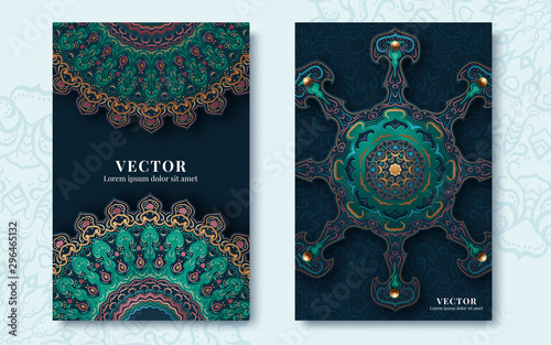 Vintage ornate cards in oriental style. Vector illustration