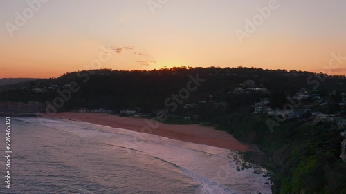 aerial view over beach at dusk photo