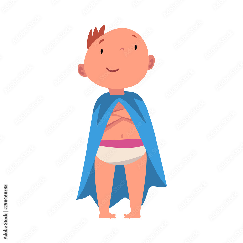 Baby stands wrapped in a blanket cartoon vector illustration Baby stands wrapped in a blanket cartoon vector illustration