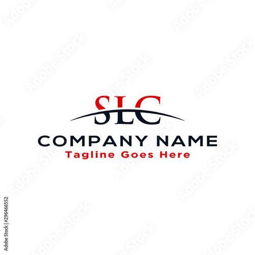 Initial letter SLC, overlapping movement swoosh horizon logo company design inspiration in red and dark blue color vector