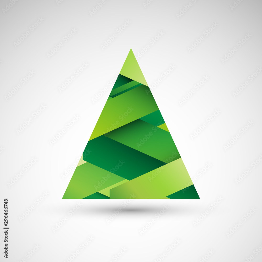 Zielona choinka origami wektor. - obrazy, fototapety, plakaty 