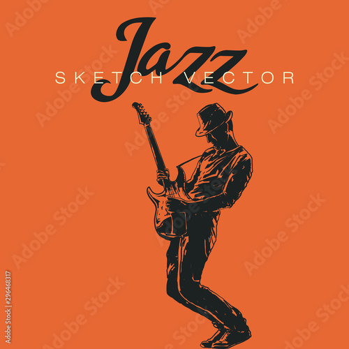 Hand sketch of Jazz Musician. Vector illustration