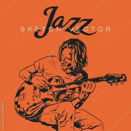 Hand sketch of Jazz Musician. Vector illustration