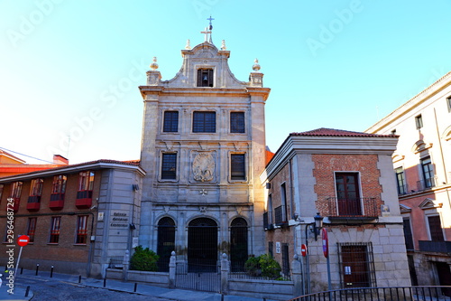 Monument to Victoria Eugenia and Alfonso XIII and Church of the Armed Forces (Iglesia Catredral de las Fuerzas Armadas )in Madrid, Spain photo