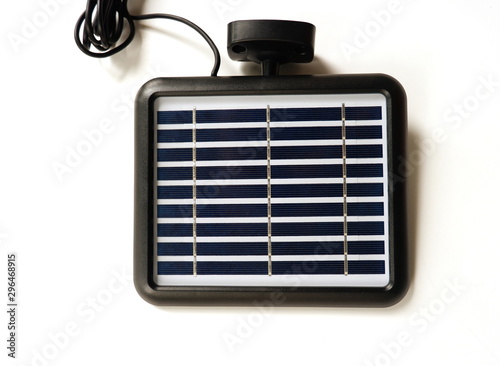 Solar panel system for automatic lamp isolated on white background,top view