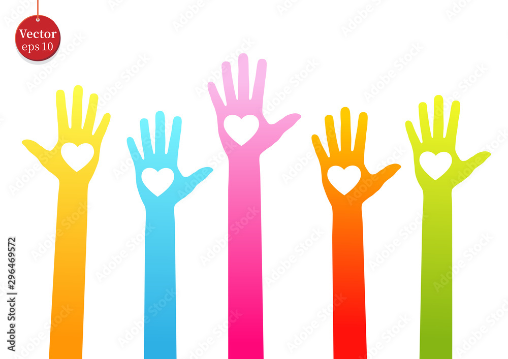 Fototapeta premium hands raising love with heart