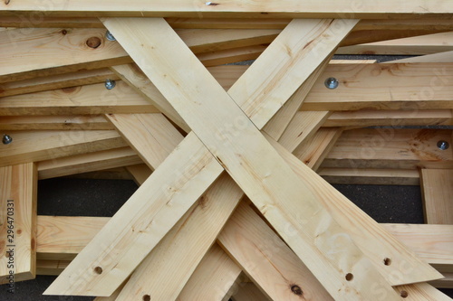 New wooden planks cross-linked for durability photo