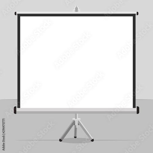 A projected screen with a tripod for your presentations